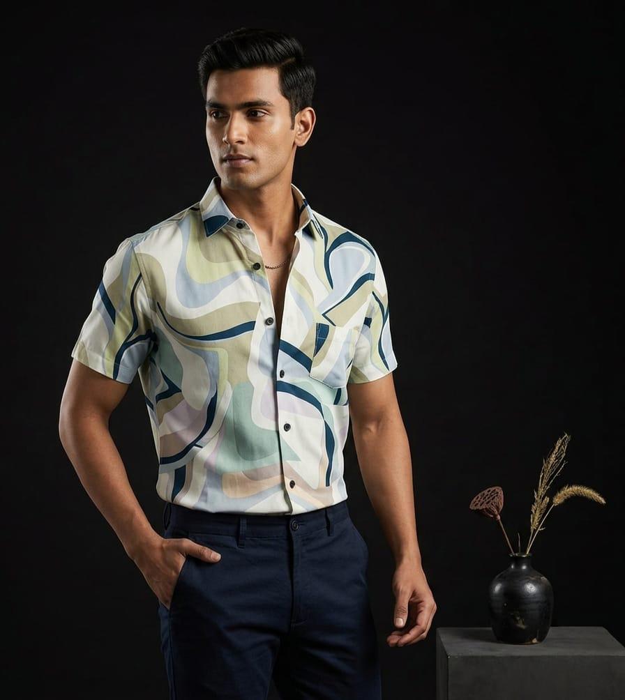 print half sleeve shirt